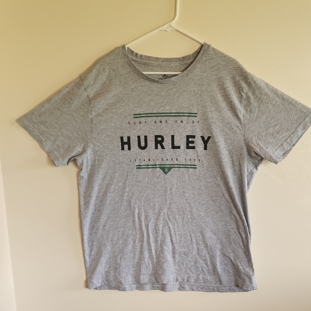 Hurley Mens Graphic T-Shirt XL Gray Surf and Enjoy Established 1999 Short Sleeve